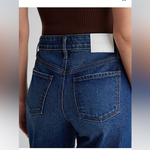 Express Mid Rise Dark Wash Baggy Tapered Jeans women’s NEW - Picture 4 of 5